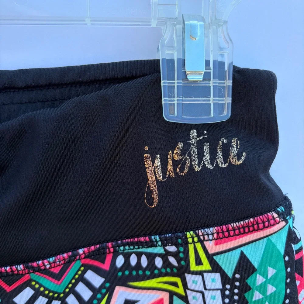 Justice Active Girls Tribal Print Athletic Shorts Teal Pink‎ Neon Size 10